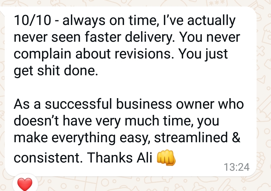Client testimonial screenshot